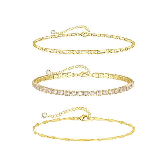 Wholesale Jewelry Copper Geometric Threepiece Set Electroplated Bracelet For Women