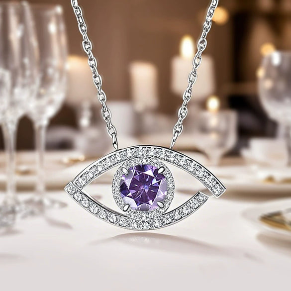Wholesale Jewelry Copper Geometric Zircon Inlaid Eye Necklace For Women