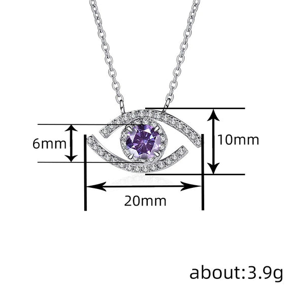 Wholesale Jewelry Copper Geometric Zircon Inlaid Eye Necklace For Women