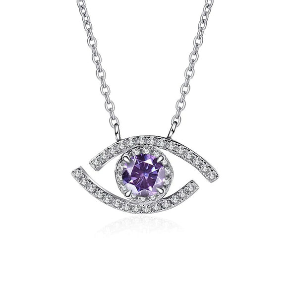 Wholesale Jewelry Copper Geometric Zircon Inlaid Eye Necklace For Women