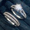 Wholesale Jewelry Copper Geometric Zircon Twopiece Set Bracelet And Ring For Women