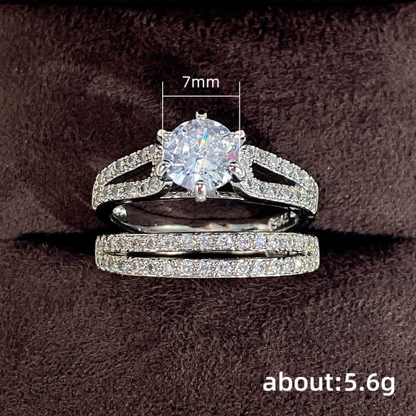Wholesale Jewelry Copper Geometric Zircon Twopiece Set Bracelet And Ring For Women