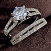 Wholesale Jewelry Copper Geometric Zircon Twopiece Set Bracelet And Ring For Women