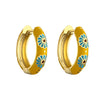 Wholesale Jewelry Copper Gold Plated Dripping Oil Daisy Pattern C Shaped Earrings For Women