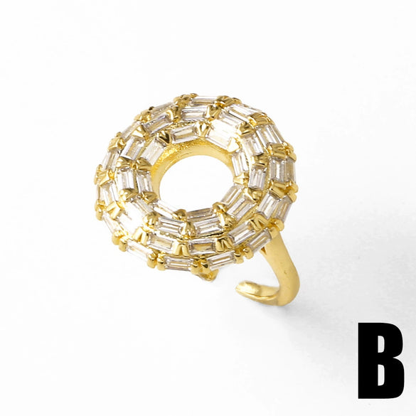 Wholesale Jewelry Copper Gold Plated Flower Shape Adjustable Ring