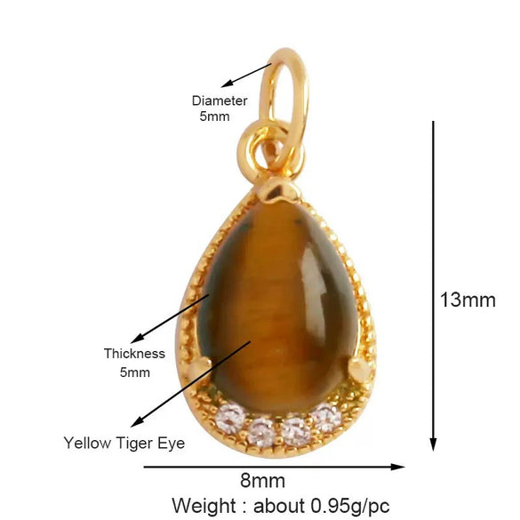 Wholesale Jewelry Copper Gold Plated Flower Shaped Pendant With Tiger Eye Stone Aventurine Turquoise Black Agate Hand Knitted