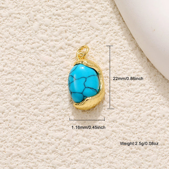 Wholesale Jewelry Copper Gold Plated Flower Shaped Pendant With Tiger Eye Stone Aventurine Turquoise Black Agate Hand Knitted