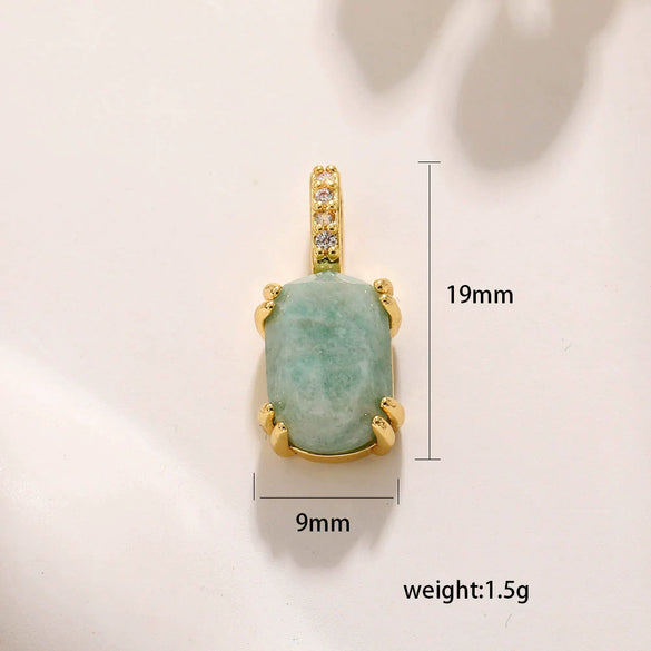 Wholesale Jewelry Copper Gold Plated Flower Shaped Pendant With Tiger Eye Stone Aventurine Turquoise Black Agate Hand Knitted