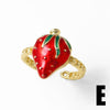 Wholesale Jewelry Copper Gold Plated Fruit Strawberry Banana Ring