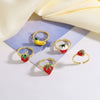 Wholesale Jewelry Copper Gold Plated Fruit Strawberry Banana Ring