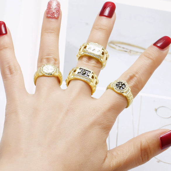 Wholesale Jewelry Copper Gold Plated Geometric Open Ring For Women