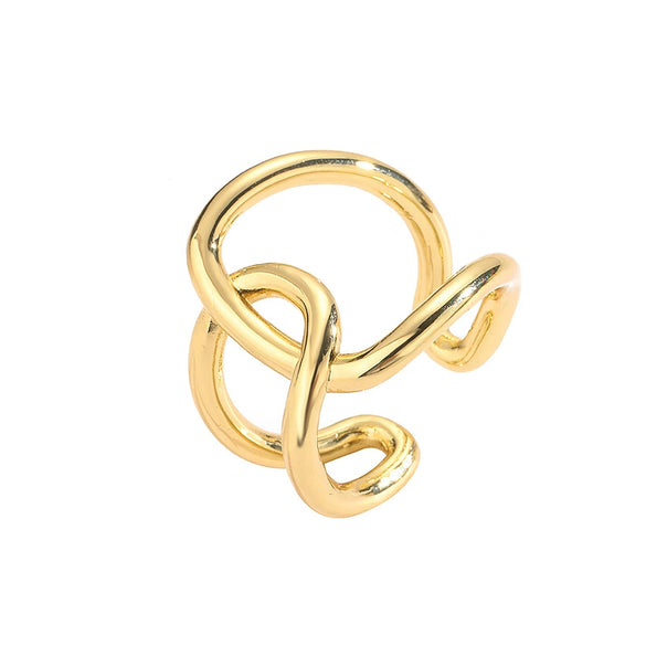 Wholesale Jewelry Copper Gold Plated Geometric Water Drop Retro Twist Open Ring For Women