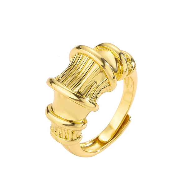 Wholesale Jewelry Copper Gold Plated Geometric Water Drop Retro Twist Open Ring For Women