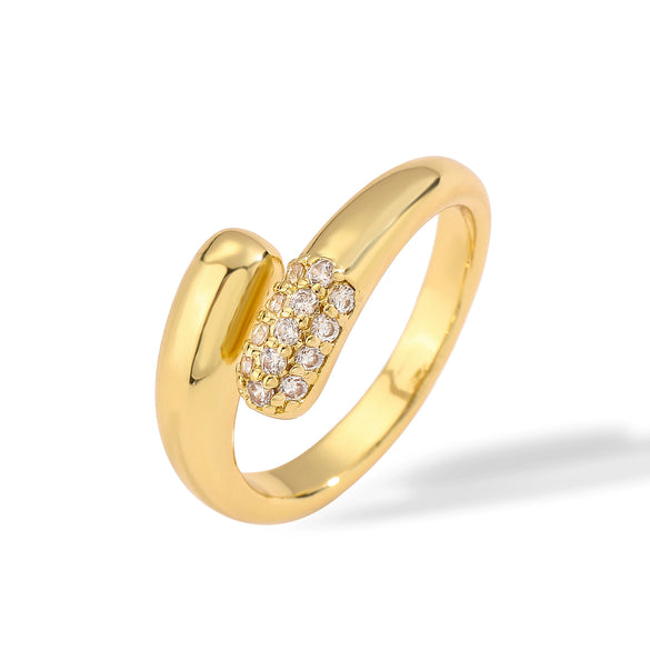 Wholesale Jewelry Copper Gold Plated Geometric Water Drop Retro Twist Open Ring For Women