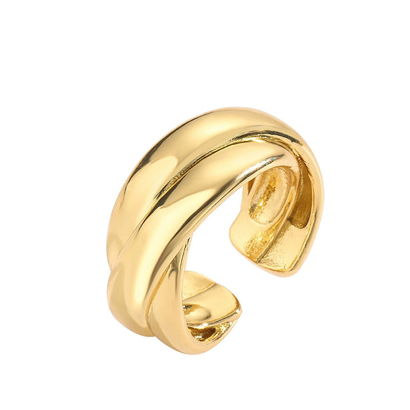 Wholesale Jewelry Copper Gold Plated Geometric Water Drop Retro Twist Open Ring For Women