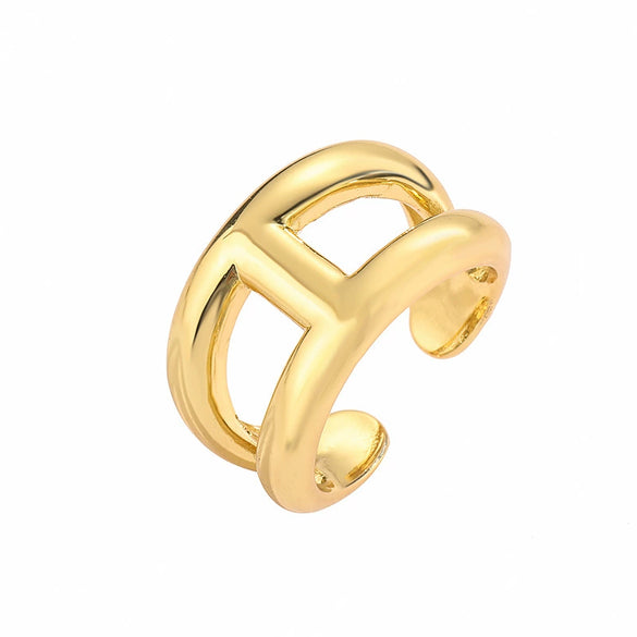 Wholesale Jewelry Copper Gold Plated Geometric Water Drop Retro Twist Open Ring For Women