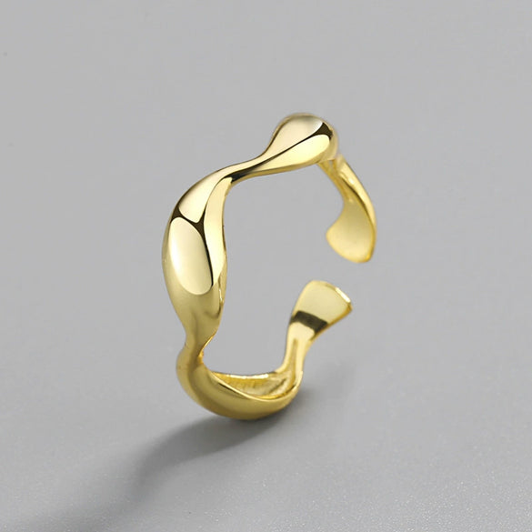 Wholesale Jewelry Copper Gold Plated Irregular Wavy Pattern Ring