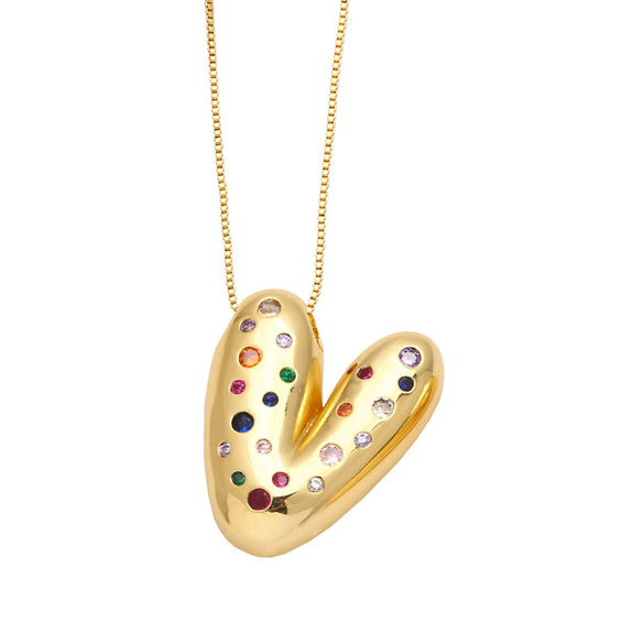 Wholesale Jewelry Copper Gold Plated Letter Pendant Necklace With Box Chain