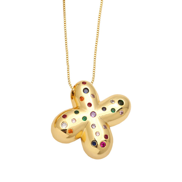 Wholesale Jewelry Copper Gold Plated Letter Pendant Necklace With Box Chain