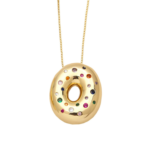 Wholesale Jewelry Copper Gold Plated Letter Pendant Necklace With Box Chain