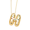 Wholesale Jewelry Copper Gold Plated Letter Pendant Necklace With Box Chain