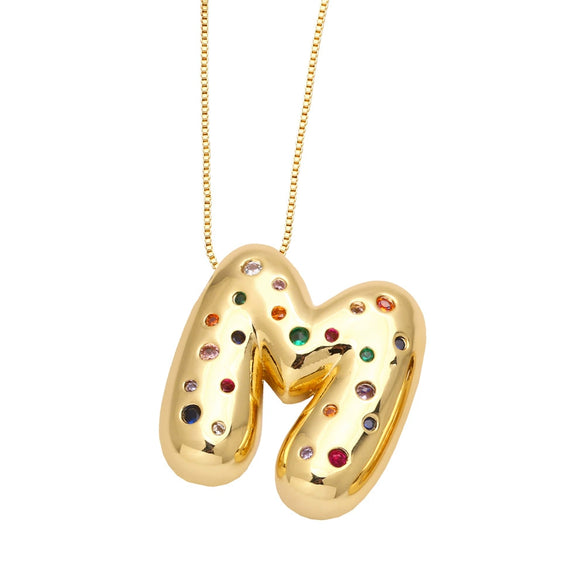 Wholesale Jewelry Copper Gold Plated Letter Pendant Necklace With Box Chain