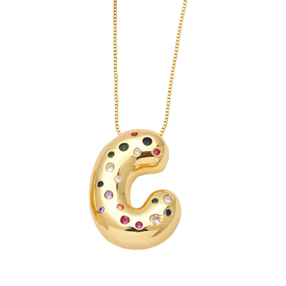Wholesale Jewelry Copper Gold Plated Letter Pendant Necklace With Box Chain
