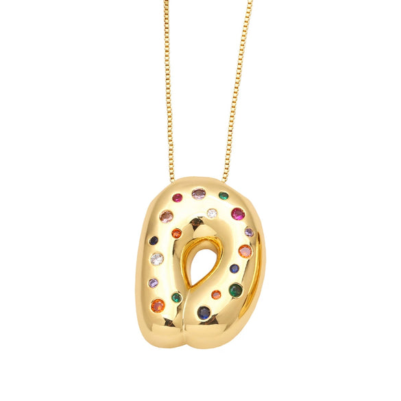 Wholesale Jewelry Copper Gold Plated Letter Pendant Necklace With Box Chain