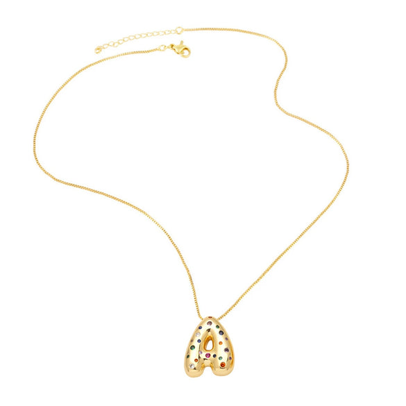 Wholesale Jewelry Copper Gold Plated Letter Pendant Necklace With Box Chain