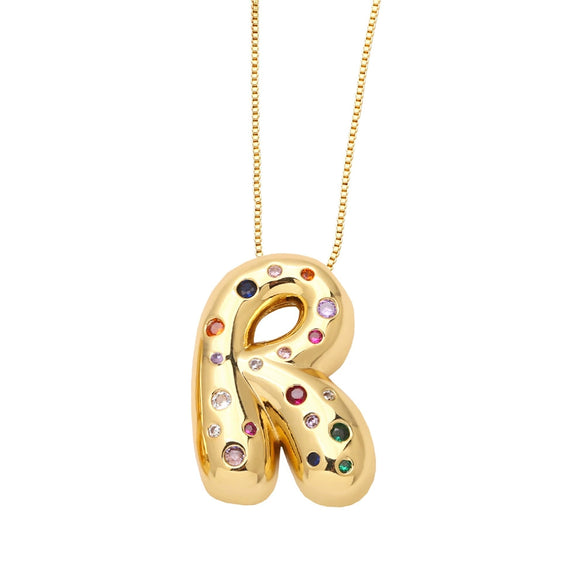 Wholesale Jewelry Copper Gold Plated Letter Pendant Necklace With Box Chain