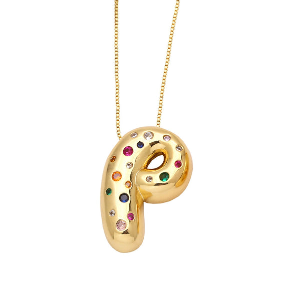 Wholesale Jewelry Copper Gold Plated Letter Pendant Necklace With Box Chain