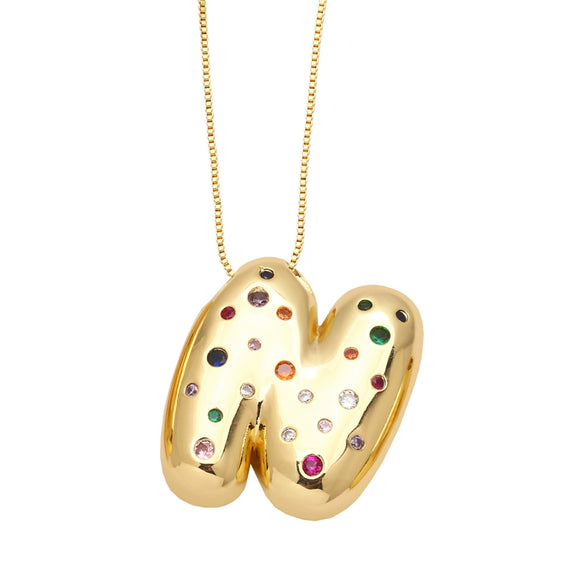 Wholesale Jewelry Copper Gold Plated Letter Pendant Necklace With Box Chain