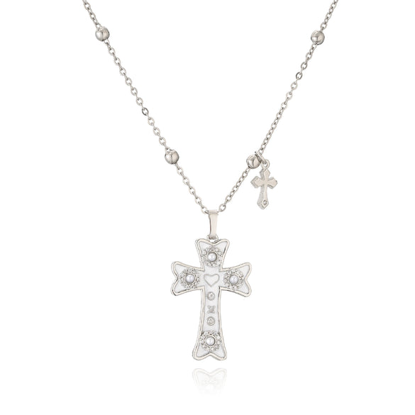Wholesale Jewelry Copper Gold Plated Oil Drop Cross Ochain Necklace For Women Geometric Style
