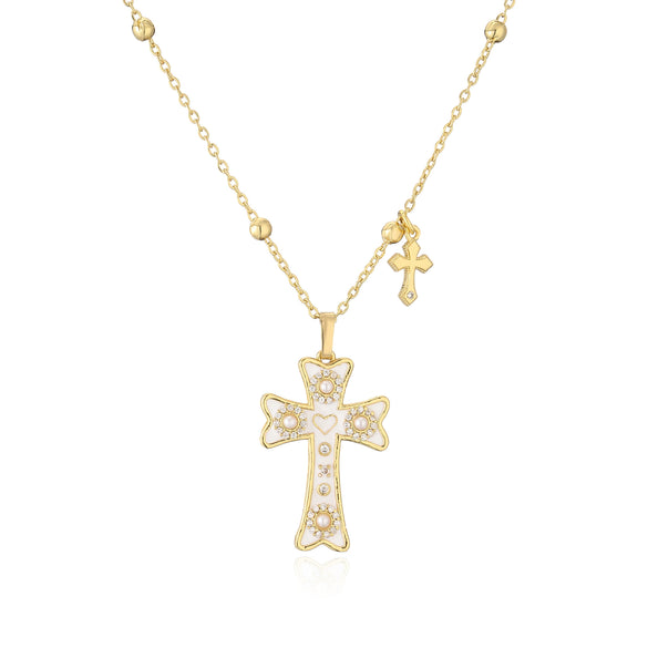 Wholesale Jewelry Copper Gold Plated Oil Drop Cross Ochain Necklace For Women Geometric Style