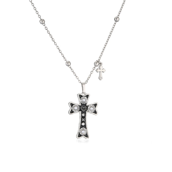 Wholesale Jewelry Copper Gold Plated Oil Drop Cross Ochain Necklace For Women Geometric Style