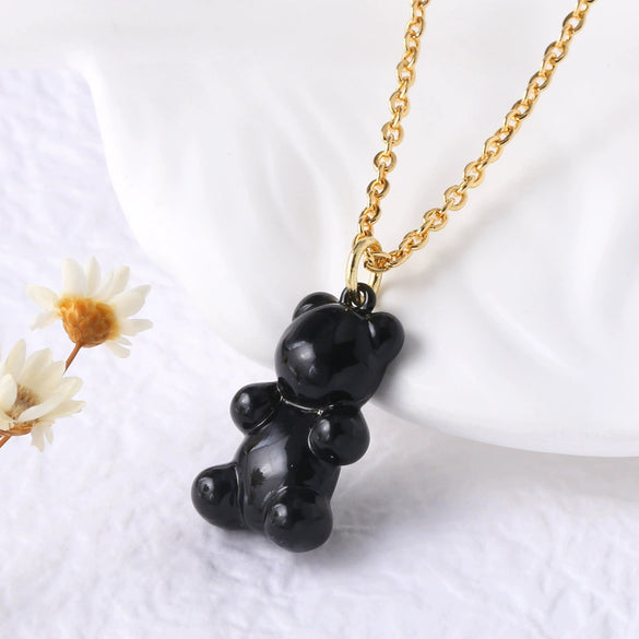 Wholesale Jewelry Copper Goldplated Bear Pendant Necklace With Oil Dripping Design And Simple Style