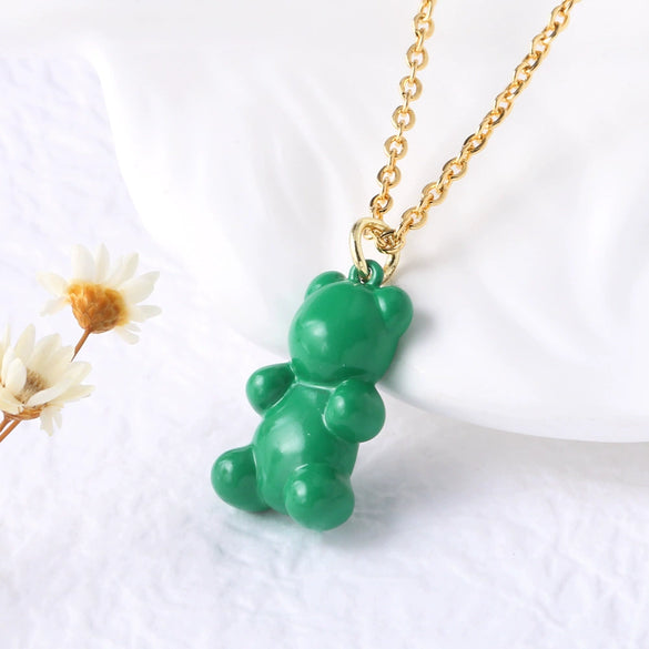 Wholesale Jewelry Copper Goldplated Bear Pendant Necklace With Oil Dripping Design And Simple Style