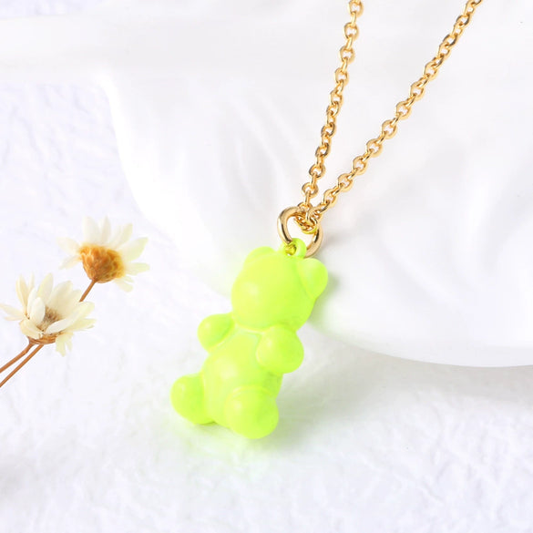 Wholesale Jewelry Copper Goldplated Bear Pendant Necklace With Oil Dripping Design And Simple Style