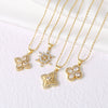Wholesale Jewelry Copper Goldplated Geometric Fourleaf Clover Snowflake Pendant Necklace With Bamboo Chain