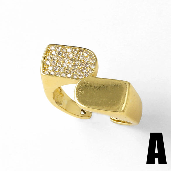 Wholesale Jewelry Copper Goldplated Geometric Love Heart Open Ring For Women