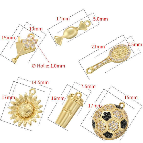 Wholesale Jewelry Copper Goldplated Heart Flower Bow Pendant