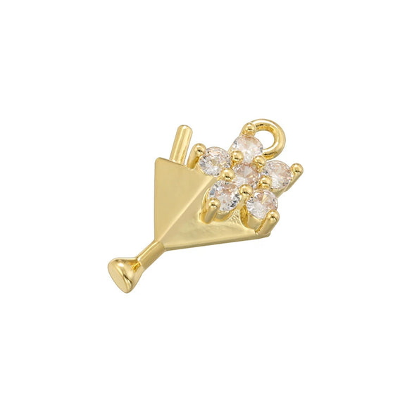 Wholesale Jewelry Copper Goldplated Heart Flower Bow Pendant