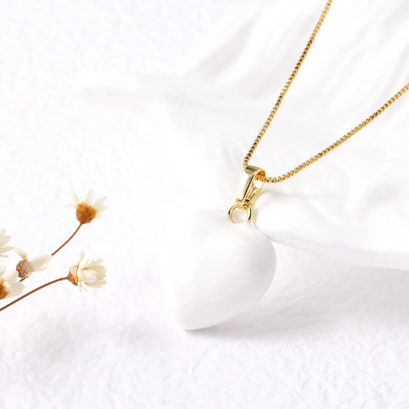 Wholesale Jewelry Copper Goldplated Heart Pendant Necklace Box Chain