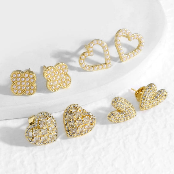 Wholesale Jewelry Copper Goldplated Heart Shape Earrings