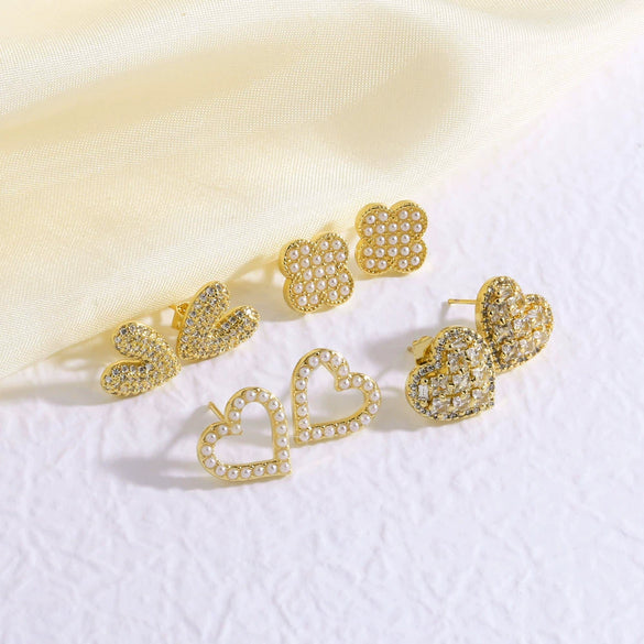 Wholesale Jewelry Copper Goldplated Heart Shape Earrings