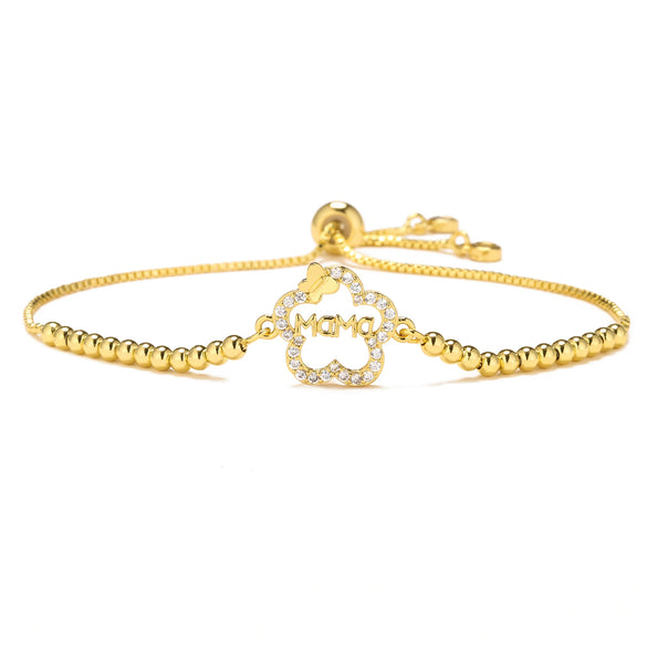 Wholesale Jewelry Copper Goldplated Inlaid Artificial Gem And Semiprecious Stone Geometric Style Pushpull Adjustable Women's Bracelet