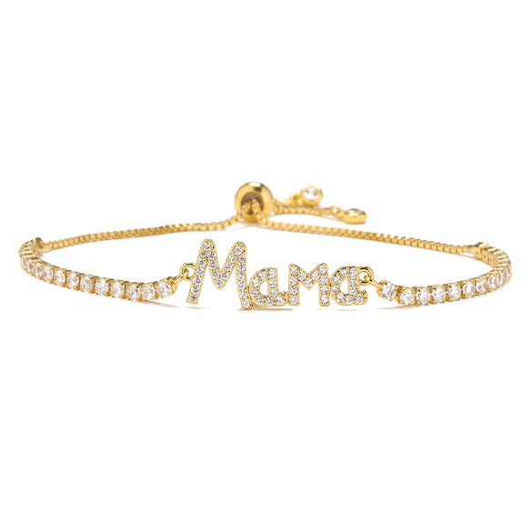 Wholesale Jewelry Copper Goldplated Inlaid Artificial Gem And Semiprecious Stone Geometric Style Pushpull Adjustable Women's Bracelet