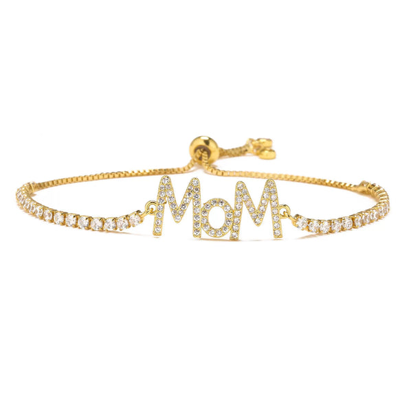 Wholesale Jewelry Copper Goldplated Inlaid Artificial Gem And Semiprecious Stone Geometric Style Pushpull Adjustable Women's Bracelet