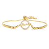 Wholesale Jewelry Copper Goldplated Inlaid Artificial Gem And Semiprecious Stone Geometric Style Pushpull Adjustable Women's Bracelet