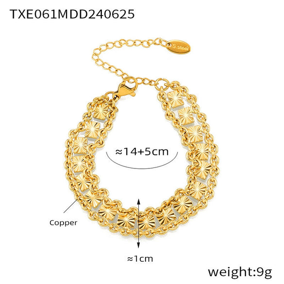 Wholesale Jewelry Copper Goldplated Ochain Multilayer Stitching Allmatch Bracelet Necklace
